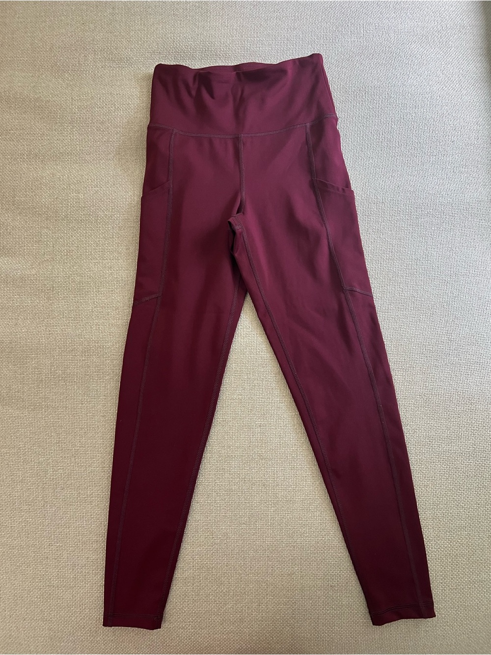 Aerie High-Waist Burgundy Active Leggings with Side Pockets